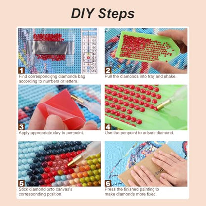 Acudotr Red Panda Diamond Painting Kits for Adults, 5D DIY Diamond Art Kits for Beginners, Full Drill Diamond Painting Kits for Home Wall Decor, 12x12 Inch