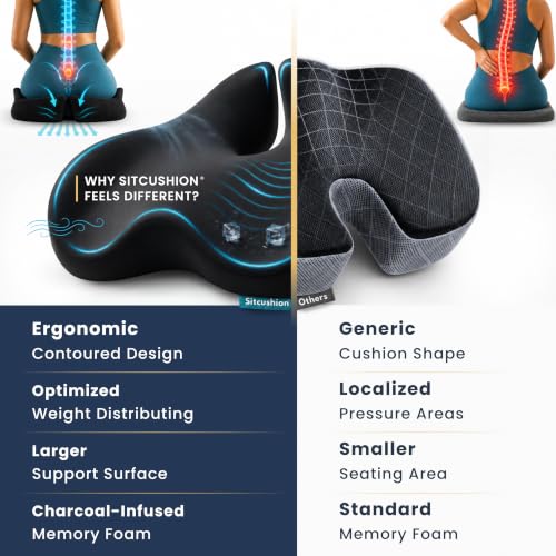 Cooling Seat Cushion for Tailbone Pain Relief, X Large Office Chair Cushion - color: Cooling Black