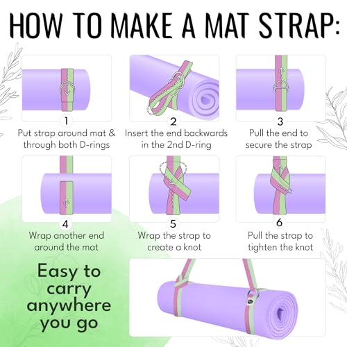 TECEUM 2 IN 1 Yoga & Mat Strap for Stretching – Cotton – 6/8/10 ft - color: Lavender Green, size: 10 ft