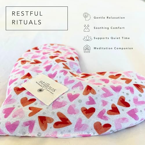 Stillnus Weighted Heart Eye Pillow with Organic Lavender & Flaxseed – Relaxation Gift for Women, Meditation Tool, Mindful Rest, Cooling Eye Mask, Wellness Self-Care Kit - style: Heartsy