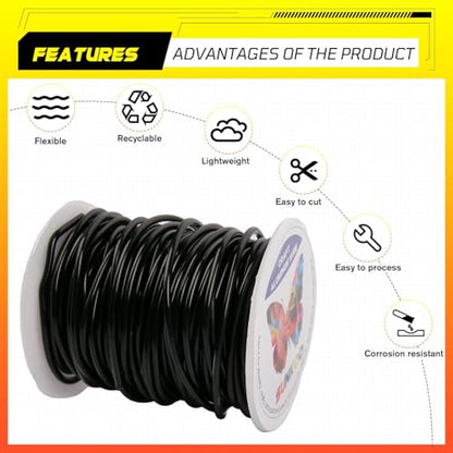 Aluminum Craft Wire,10 Gauge (2.5mm) Black Bendable Wire,65 Feet Continuous Roll for Jewelry Making,Sculpting,Floral & Armature Projects - size: 10 Gauge 65FT, style: Black