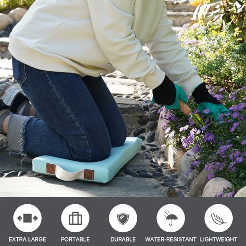 HappyPicnic Waterproof Garden Kneeling Pad, 2in Thick, Green, 1 Pack | Soft High-density Foam knee Support, with Handle, Easy to Clean, Non-slip, for Gardening, Yoga, Prayer, Housework, Exercise - color: Blue Green