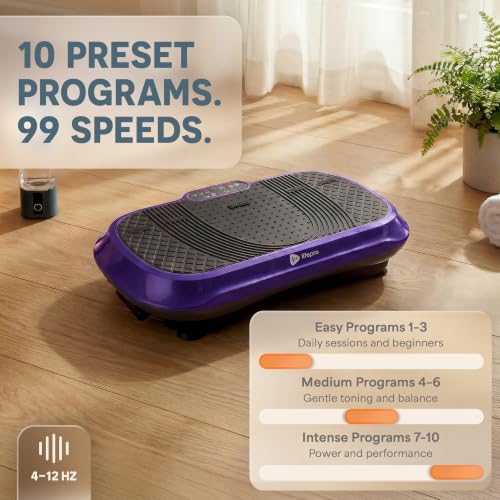 Lifepro Waver Vibration Plate Exercise Machine with 99 Speeds & 10 Presets - color: Purple