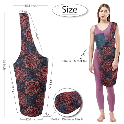 Yoga Mat Bag Yoga Tote Bag with Large Pocket and Zipper Pocket Yoga Mat Bag Carrier Fit Most Size Mats and All You Stuff - color: red blue