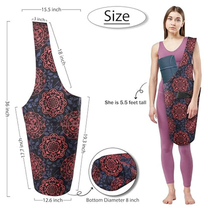Yoga Mat Bag Yoga Tote Bag with Large Pocket and Zipper Pocket Yoga Mat Bag Carrier Fit Most Size Mats and All You Stuff - color: red blue