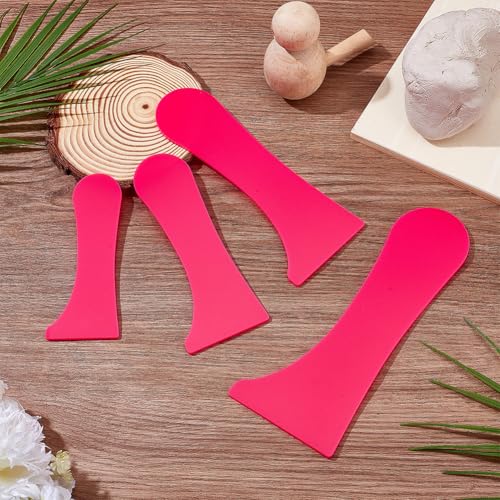 INFUNLY 4 PCS Acrylic Pottery Foot Shaping Tool Pink Pottery Wheel Rib Kit 3x8 Inch Pottery Rim Trimmer Wave Curved Clay Sculpting Utensil Clay Compressing Tool for DIY Ceramics Supplies - color: Pink