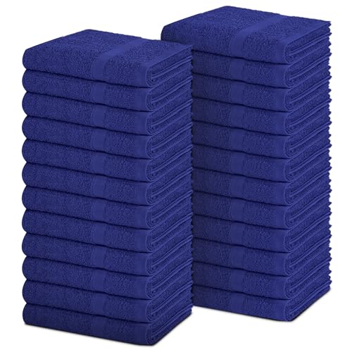 Pearl Linens Pack of 24 100% Cotton Hand Towels, Salon Towels for Spa, Gym and Bathroom Use, Hair Towels in Bulk, Soft, Absorbent, Quick Dry & Machine Washable, 16x27 inches, Royal Blue - color: Royal-blue, size: Hand Towel (PK 24)