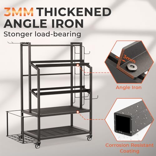 600LBS Dumbbell Rack Weight Stand - Bonvork Adjustable Weight Rack for Dumbbells, Home Gym Storage Rack for Yoga Mat Foam Roller Kettlebells, Workout Equipment Storage Organizer With Wheels