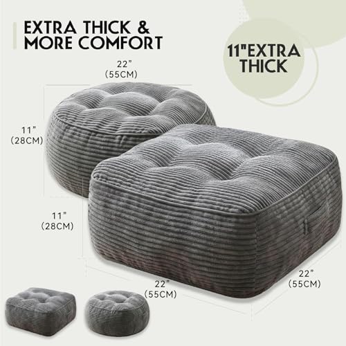 11" Thick Washable Floor Pillow for Adults, Yoga & Meditation Cushion with Handle, Square Large Pillows Seating with Removable Tufted Corduroy Cover for Tatami Living Room Board Games, Blind Shape - color: Blind Shape