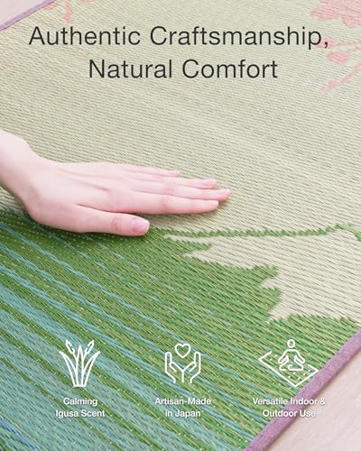 FULI Japanese Tatami Yoga Mat, Igusa Mat, Non-Slip Exercise & Fitness Mat