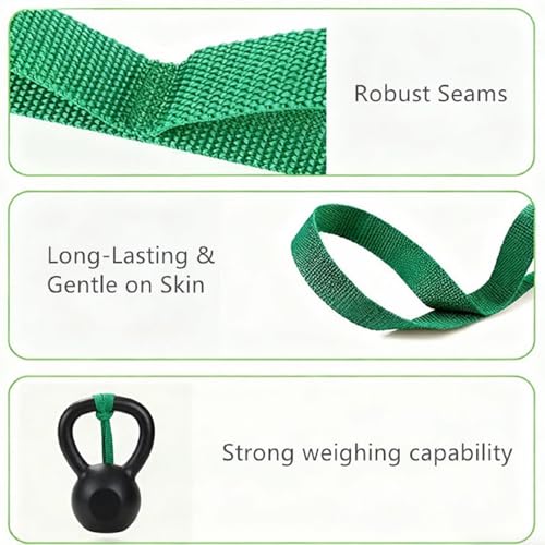 Bestac Stretching Strap Yoga Strap for Home Workout, Exercise, Pilates & Gymnastics - 10 Loops Non-Elastic Stretch Band for Flexibility, Women & Men