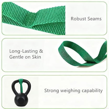 Bestac Stretching Strap Yoga Strap for Home Workout, Exercise, Pilates & Gymnastics - 10 Loops Non-Elastic Stretch Band for Flexibility, Women & Men