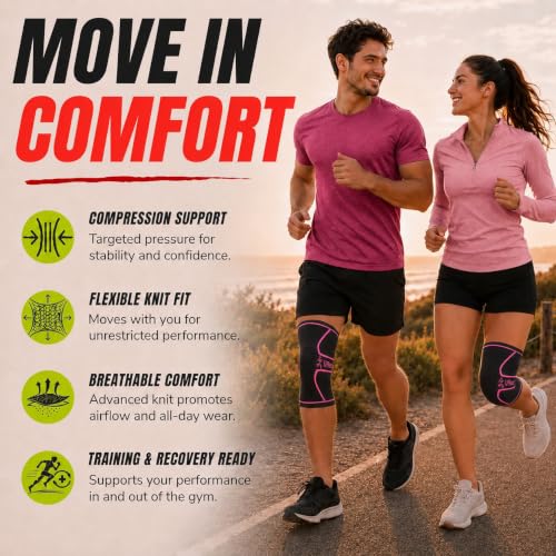 UFlex Athletics Knee Brace for Men and Women Knee Compression Sleeve Knee Support Wraps for Arthritis Joint Pain Relief, Workout, Swelling, Sports, Circulation, Running, & ACL Recovery - color: Pink, size: Small