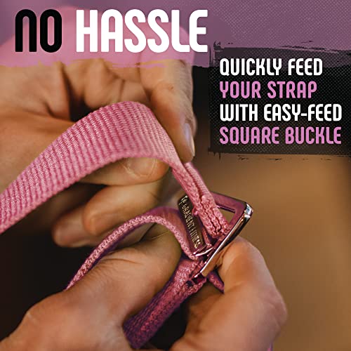 Gradient Fitness Yoga Strap, Friction-Less Easy-Feed Buckle, Super Soft Cotton/Polyester Blend Webbing, Free eGuide. (8 Feet) - color: Pink