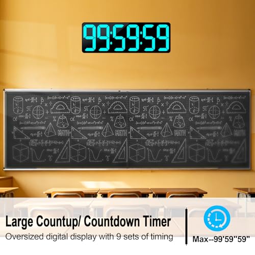 TXL 17.2" Bluetooth Digital Wall Clock with Seconds, Large Countdown Timer for Classroom Home Gym Kitchen Office, Alarm Clock with Remote Control, 4 Dimmable Brightness, Auto DST (Ice Blue) - color: Ice Blue