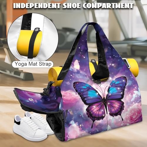 Yoga Mat Bag for Men Women Canvas Yoga Mat Carrier Take In Out Mat Easily for Beach Swim Bags Pool Sports Gym - color: Butterfly