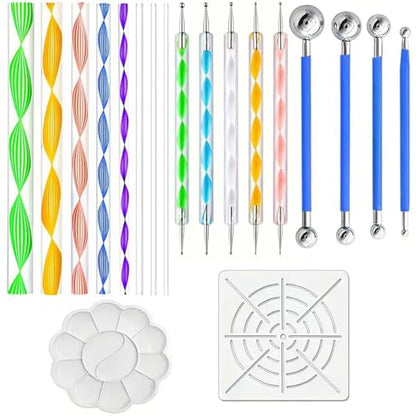 Mandala Dotting Tools Set, 19PCS Dot Painting Kit with Ball Stylus Pens, Acrylic Swirl Dotting Rods, Mandala Stencils & Paint Tray for Nail Art, Rock Painting, Pottery Clay, DIY Crafts for Beginners - color: 19Pcs