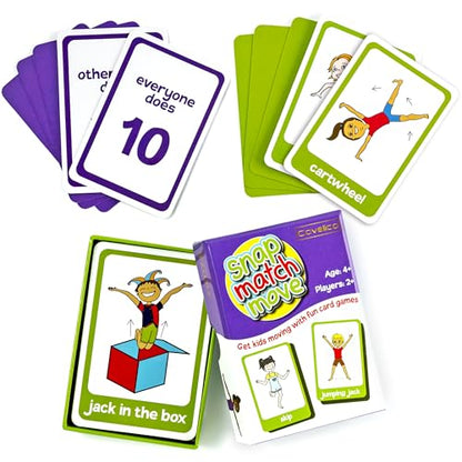 Exercise Cards for Kids, Play PE Games with 20 Exercises, 52 Cards | PE Teacher Must Haves, Solo or Group Play, Indoor Classroom Recess Games, Home School Therapy, Snap Memory Go Fish, Ages 4+ - style: Kids Exercise Cards