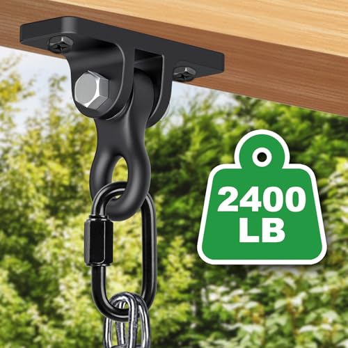 SELEWARE Heavy Duty Black Swing Hangers 2400LB Capacity Porch Swing Hanger - color: A: Black Swing Hangers (2 Pack)