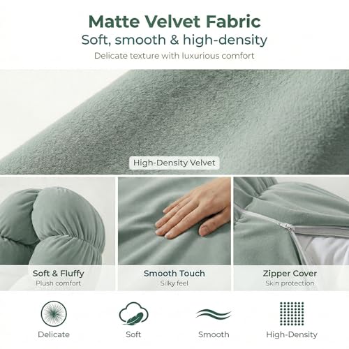 Pat. Pend. Long Cylinder Pillow for Bed, 39 Inch, Green - color: Green, size: 39"x 7.87"