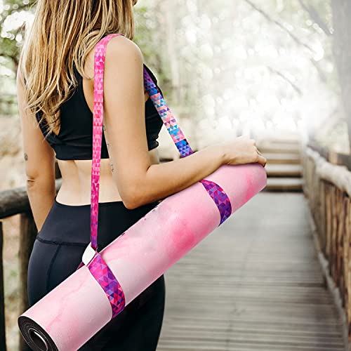 2 Pack Yoga Mat Straps, Adjustable Nylon Carrier for Yoga Mat, Strong and Study Yoga Mat Harness Strap Sling, Pilates or Exercise Mat Strap (Green，Illusory Colorful)