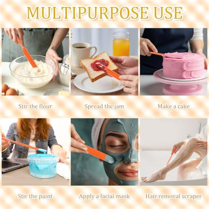 9 Pcs Silicone Jar Spatulas, Narrow Heat-Resistant Reusable Scraper, orange | Long Handle Kitchen Spatulas, Cake Cream Spatulas Set, Non-Stick Heat Resistant for Jam, Paint, Sourdough, Waxing, Resin - color: Orange