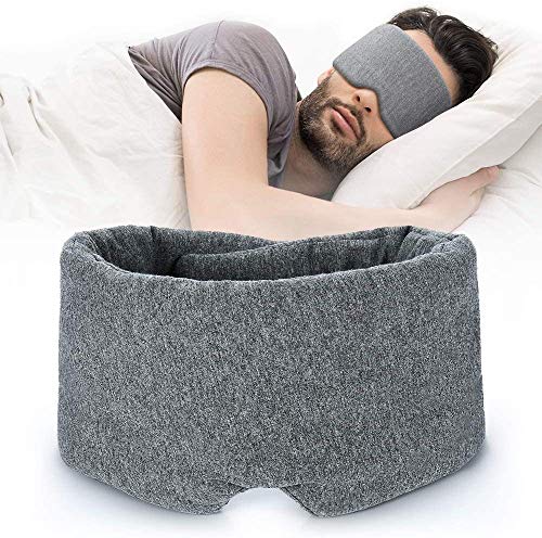 FRESHME Cotton Sleep Eye Mask for Women Men - 100% Blocking Light Travel Blindfold, Soft Zero Pressure Grey Eyes Cover with Adjustable Velcro Strap for Side Sleeper Night Sleeping, Work Nap and Yoga - color: A-original