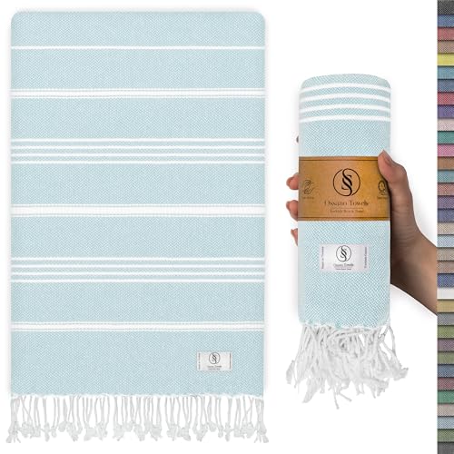 Ossano Turkish Beach Towel Quick Dry & Absorbent Oversized (39" x 71") - Compact, Versatile and Functional as Travel Blanket, Bathroom, Shower, Gym and Pool Towels, Yoga, Bath Mat - Baby Blue - color: Baby Blue