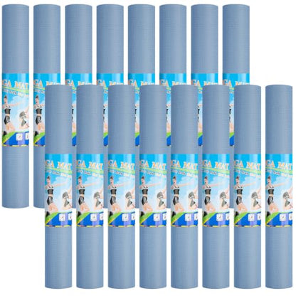 Funtery 3 mm Thin Yoga Mats Bulk, 68 x 24 Inches Lightweight PVC Exercise Mats Non Slip Workout Fitness Pads for Yoga Pilates Stretching Classes Gym Home Studio - color: Hazy Blue