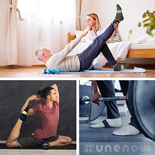 unenow Unisex Non Slip Grip Socks for Yoga Pilates Barre Home & Hospital - color: 4 Pairs-black/Light Grey/Army Green/Navy, size: Medium