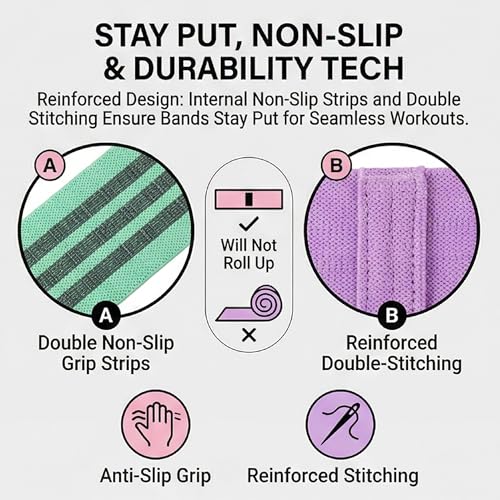 Fabric Resistance Bands for Working Out, 3 Levels Non-Slip Booty Bands for Women Men, Cotton Exercise Loop Bands for Legs and Butt, Glute Workout Squat Bands Set for Home Gym Fitness Yoga