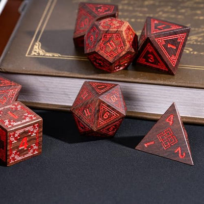 Wooden DND Dice Set Bubinga Wood Polyhedral Dice for Tabletop Games - color: Bubinga Wood-hx