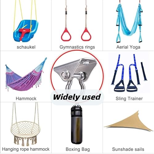 SELEWARE Heavy Duty Swing Hanger Stainless Steel Ceiling Swing Hooks 1 Pack | 180° Swivel Ceiling Mount Swing Hardware for Porch Swing Set Hammock Chair Heavy Bag Yoga Silk 1000 LB Capacity - color: 180° Swing Hanger ( 1 Pack )