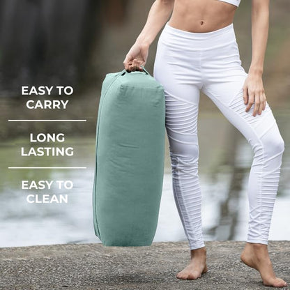 Firm Large Yoga Bolster, 24x12x6in - color: Sage - Zippered Cover, size: 1 Pack