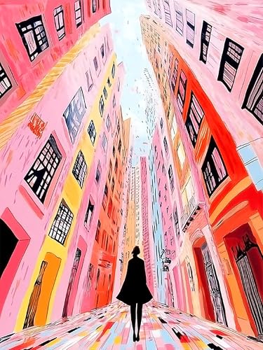 igoodom Diamond Art Kits for Adults, DIY Pastel City Wanderer Wall Decor | Diamond Painting Kit - Sparkling Full Drill Design Perfect for Home Decor, Holiday Gifting, And Relaxing Crafting 12x16inch - color: MZ3057, size: 11.8x15.7in(30x40cm)