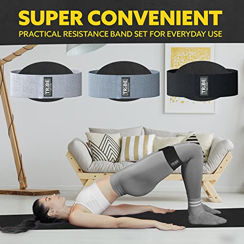 Fabric Resistance Bands for Working Out, 3-Pack for Legs and Glutes - color: Grey