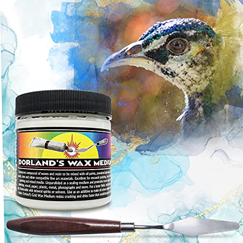 Jacquard 4 oz Dorlands Wax Medium for Watercolor Bundled with Palette Knife | Cold wax medium that seals finished watercolors against moisture and humidity , or mixes with oil paint for added richness