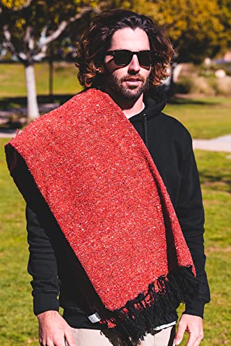 Open Road Goods Solid Color Mexican Yoga Blanket – Large Handwoven Throw for Yoga, Beach, Camping or Home – Soft and Durable Cotton Blend - color: Rust