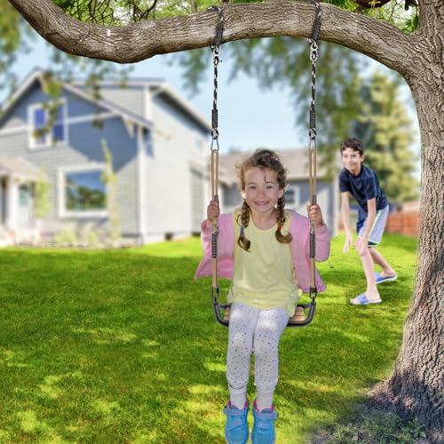 SELEWARE 10FT Heavy Duty Tree Swing Ropes, Adjustable Hammock Tree Straps | 2 Pcs Black Swing Straps Hanging Kit w/Stainless Steel Carabiners for Indoor Outdoor Swing Hammock Playground Set Accessories - size: 10ft (2 Pcs)