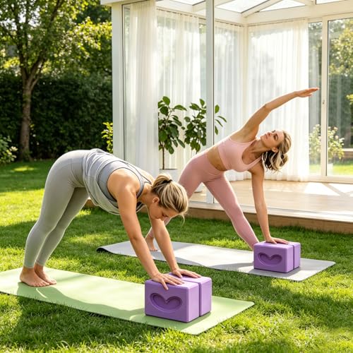 2 Pcs Large Yoga Blocks, Rabbit ear patterned yoga blocks,Supportive Latex-Free Eva Foam - Soft Non-Slip Surface with Beveled Edges for Yoga, Pilates, Meditation - Yoga Accessories for Stability, Balance, Deepen Stretches,yoga blocks set