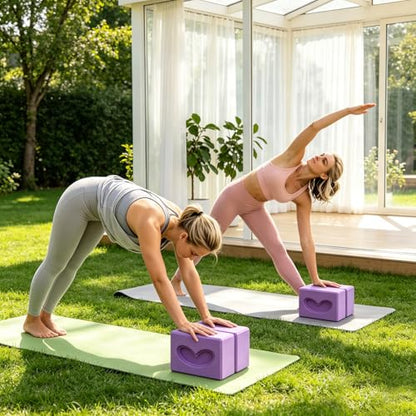 2 Pcs Large Yoga Blocks, Rabbit ear patterned yoga blocks,Supportive Latex-Free Eva Foam - Soft Non-Slip Surface with Beveled Edges for Yoga, Pilates, Meditation - Yoga Accessories for Stability, Balance, Deepen Stretches,yoga blocks set