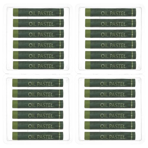 PATIKIL Olive Green Oil Pastels, 24Pcs Soft Oil Crayons Creamy Pastels Stick Art Supplies for Art Painting Drawing Blending Graffiti for Drawing Beginners Artists - color: Olive Green