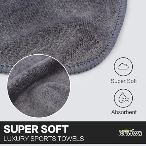 KinHwa 남성용 체육관 타월, 빠른 건조 극세사 스웨트 타월, 6팩 그레이 - color: 회색., size: 16inchx31inch 6 Pack