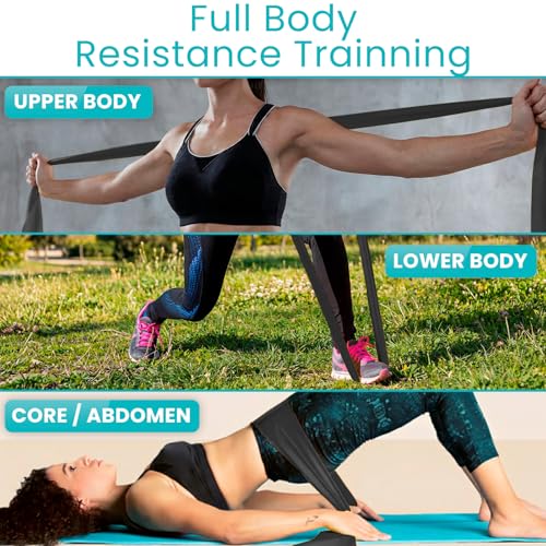 Vive Professional Resistance Bands - 25 Yard Non-Latex Roll for Physical Therapy, Lower and Upper Body Exercise Workout - Straight Elastic for Strength Training, Rehabilitation, Women, Men - color: Black