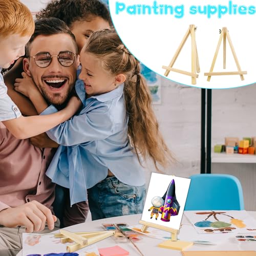 28 Pack 9 Inch Wooden Easel Stand Tabletop Wood Easels for Painting Portable Canvas Holder Art Craft Painting Easel Stand for Kids Students