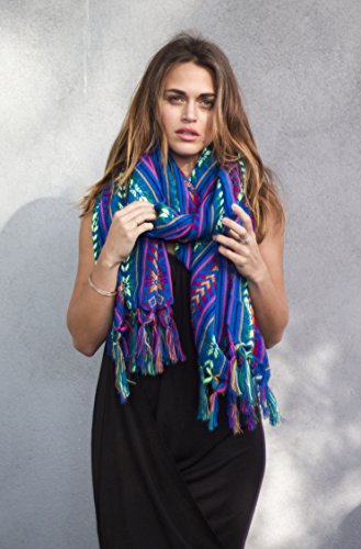 Del Mex Mexican Rebozo Shawl Blanket Doula - color: Blue, size: X-large (9 ft x 5 ft)