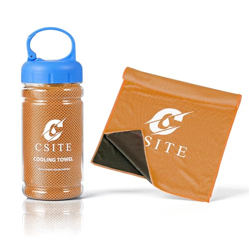 CSITE Cooling Towels (47"x12") for Neck and Face, Ice Towel for Hot Weather, Soft Breathable Chilly Gym Towels, Microfiber Towel for Work Out, Yoga, Running, Camping & More Activities（Orange） - color: Orange