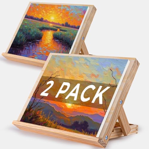 Koseibal 2 Pack Tabletop Wood Easel Stand for Art Painting Canvas Display | Portable Angle Wooden Art Easel Stand, Adjustable Sketching Board for Student, Artist, Beginner Canvas Painting