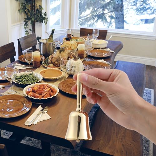 Super Loud Solid Brass Hand Call Bell Dinner Bell (M) | Hand Bells for Seniors Bedside, Teacher Classroom Bell, Ringing Bell at Wedding, Tibetan Meditation Bells, Gift for Bedridden - size: Medium