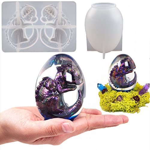 2 Pack Dinosaur Silicone Mold - Resin Candle & Easter Egg Mold - Animal & Cartoon Mold for Home Decoration - color: qh-dragon